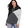 Latest Design Women Sexy Clothing Apparel Blouse Hooded Tricolor Blocked Plus Size Top