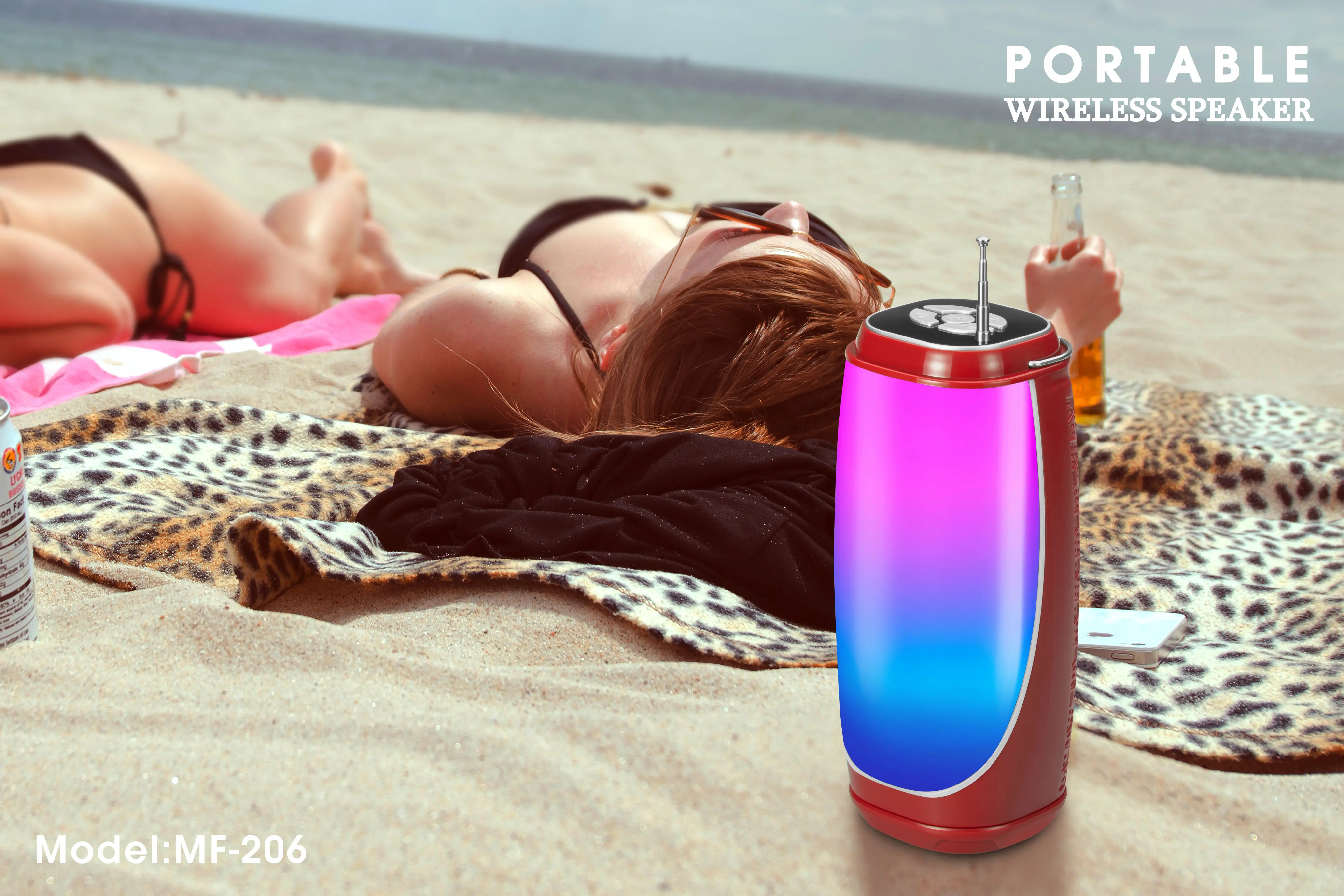 Portable colorful wireless bluetooth speaker with subwoofer, easy to carry, suitable for outdoor party activities - ANKUX.COM