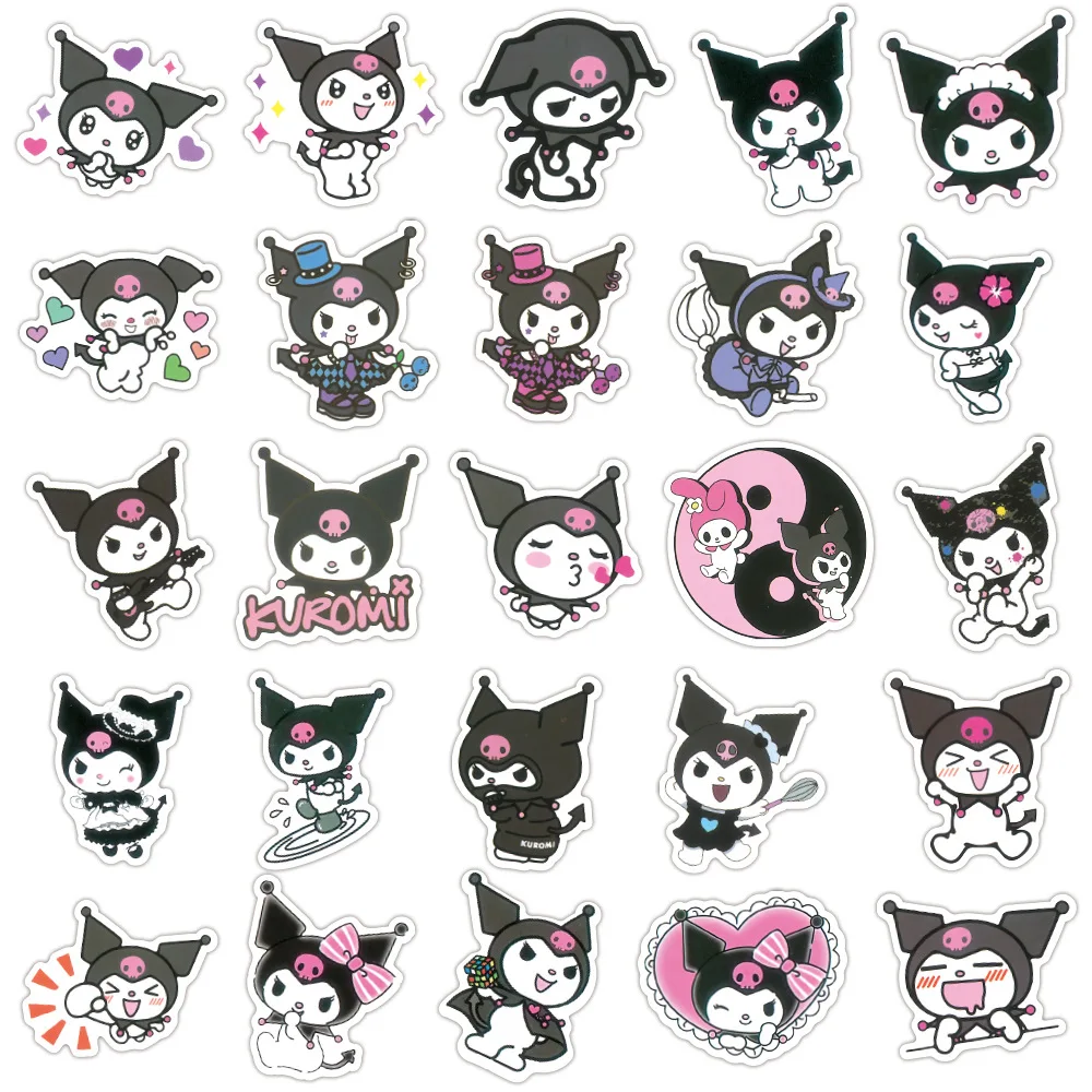 100 Pcs Cute Kuromi Graffiti Anime Stickers Car Helmet Refrigerator ...