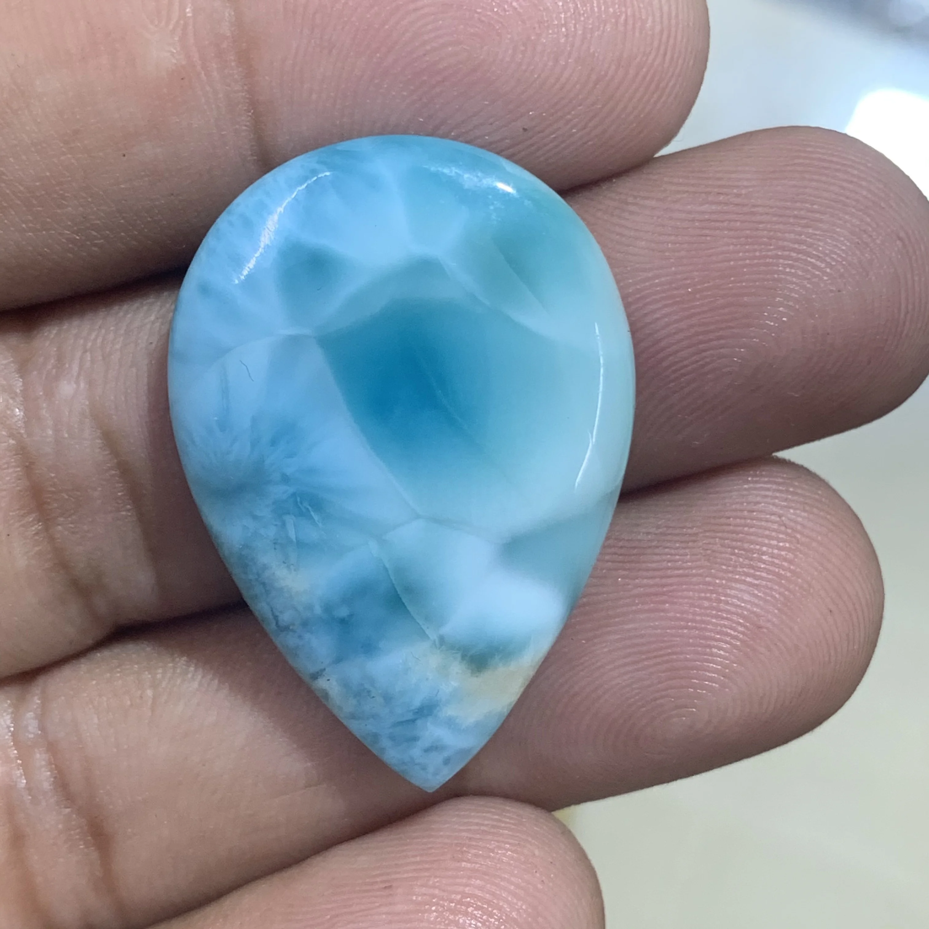 Larimar Gemstone Natural Larimar Cabochon 21x17x4 MM 15.60 Cts. AAA+ Quality Larimar Cabochon For Jewelry Making Loose Gemstone