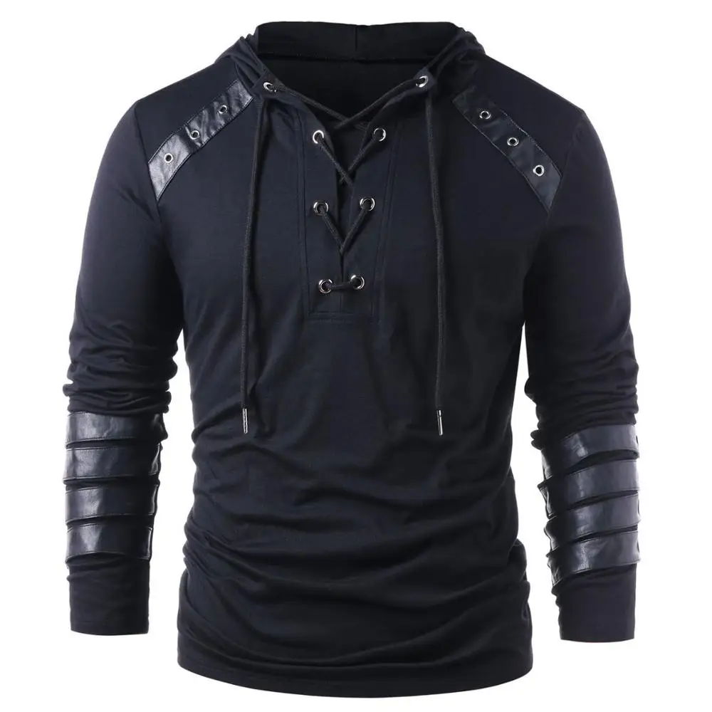 Men’s Medieval Renaissance Shirt – Lace-Up Collar and Billowy Sleeves