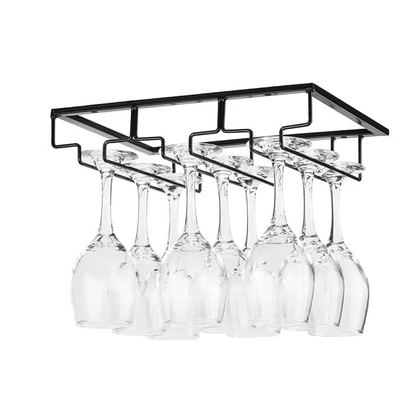 GeLive Upgrade Under Cabinet Wine Glass Hanger Rack Bar Holds up to 8 Glasses Stainless Steel Stemware Holder for Home 