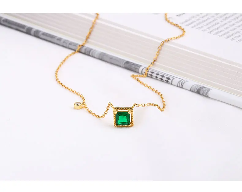 product-BEYALY-Simple and fashionable geometric cubic zirconia silver emerald turquoise pendants-img