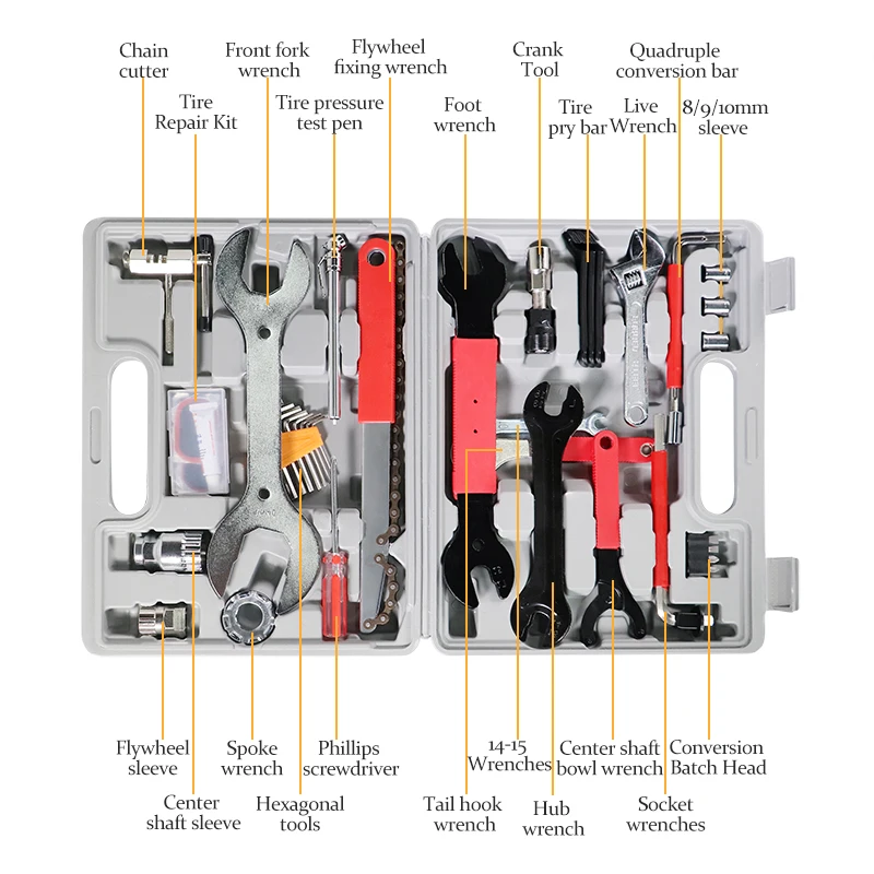 Superbsail Bicycle 44 In 1 Toolbox Professional Maintenance Service Tool Kit Mtb Road Bike Multi-function Repair Bike Tools details