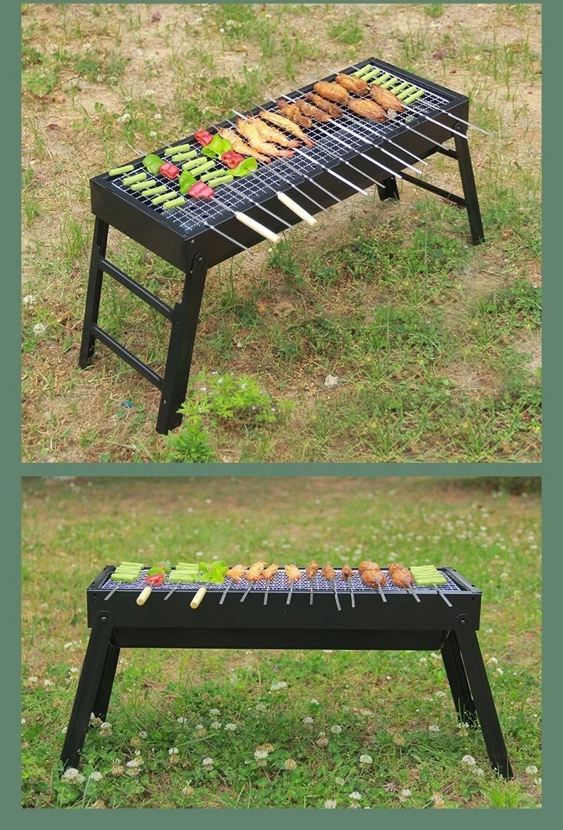 Zibo Stainless Steel Portable Outdoor BBQ Charcoal Grill Small Stove with Smokeless Folding Rack Meat Roaster Oven for Camping