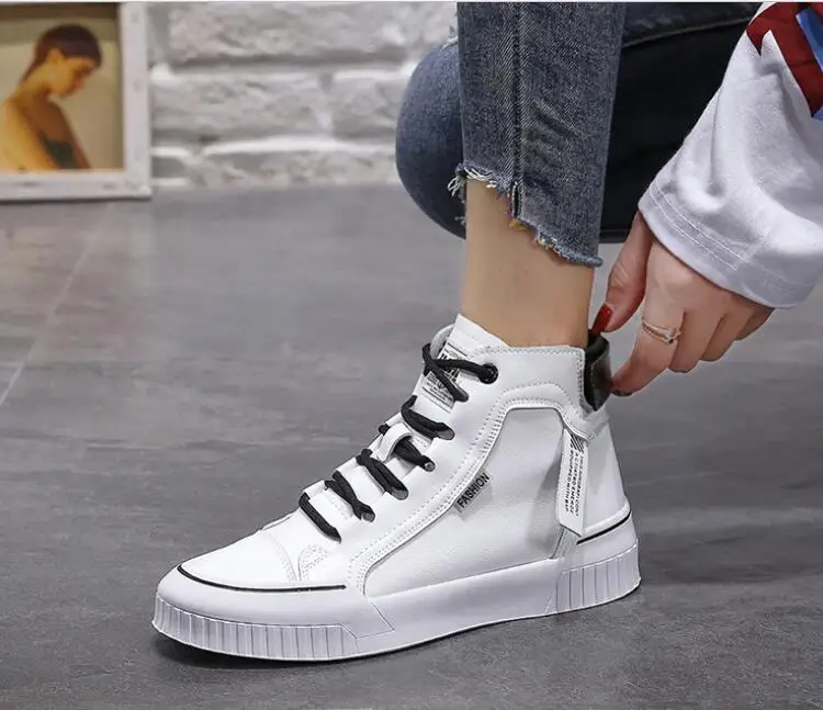 Soft Breathable High Cut Sport Shoes  Fashion comfortable Women Skateboard Shoes Girls White Casual Shoes