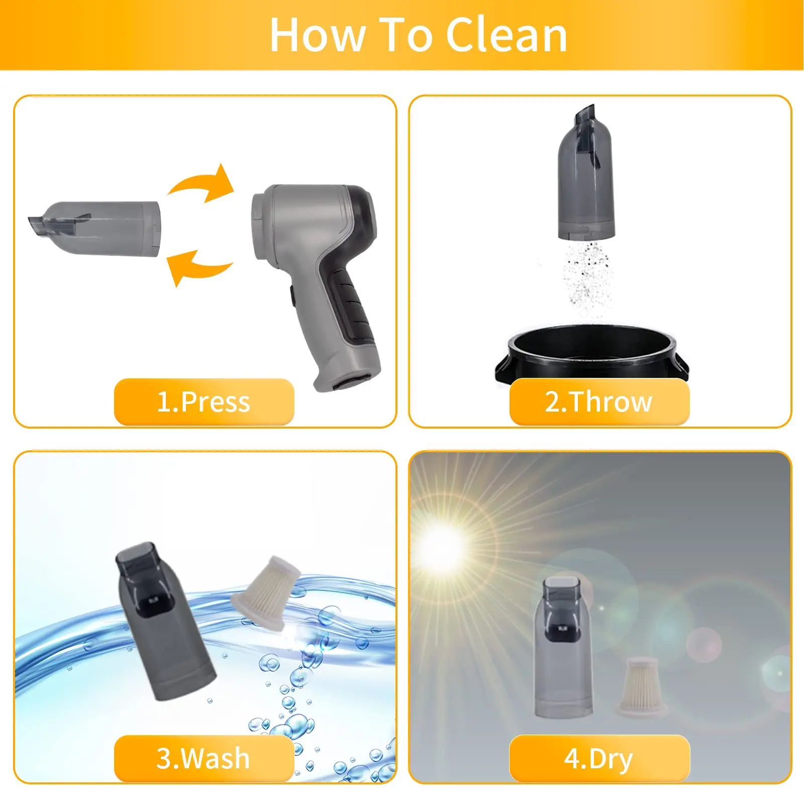 Mini Handheld Vacuum Cleaner 3 In 1 Cordless Car Vacuum With Brushless Motor Strong Suction