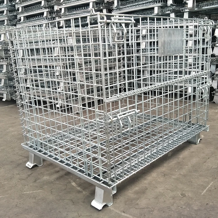 Warehouse Collapsible Storage Cargo Rigid Metal Box Wire Container  
