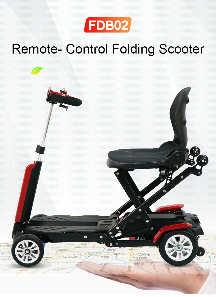 4 wheel folding fully enclosed remote control mobility scooter outdoor lithium battery electric mobility scooter for elderly