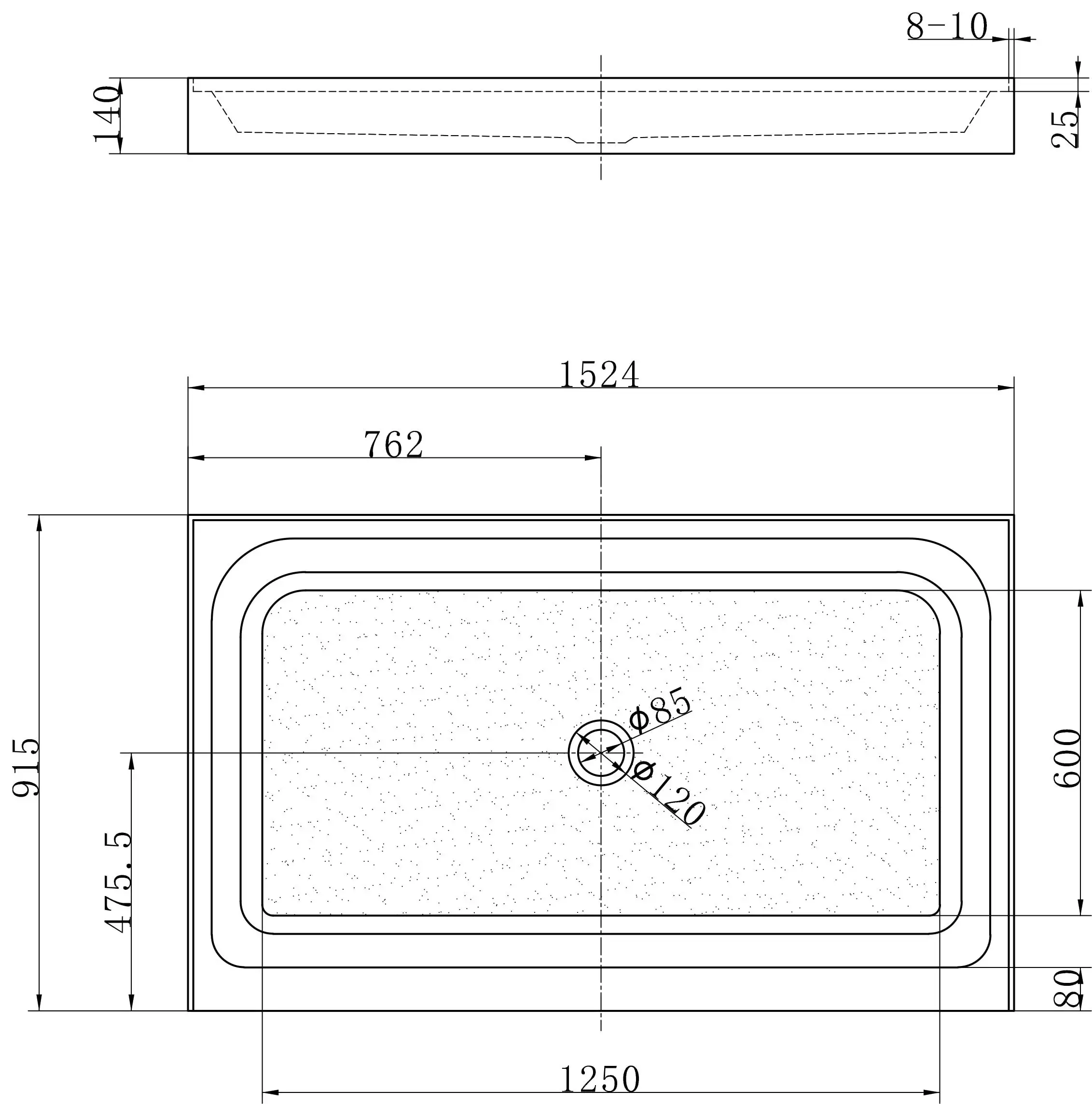 Shower Base Center Drain Single Threshold Cupc Custom Acrylic Bathroom