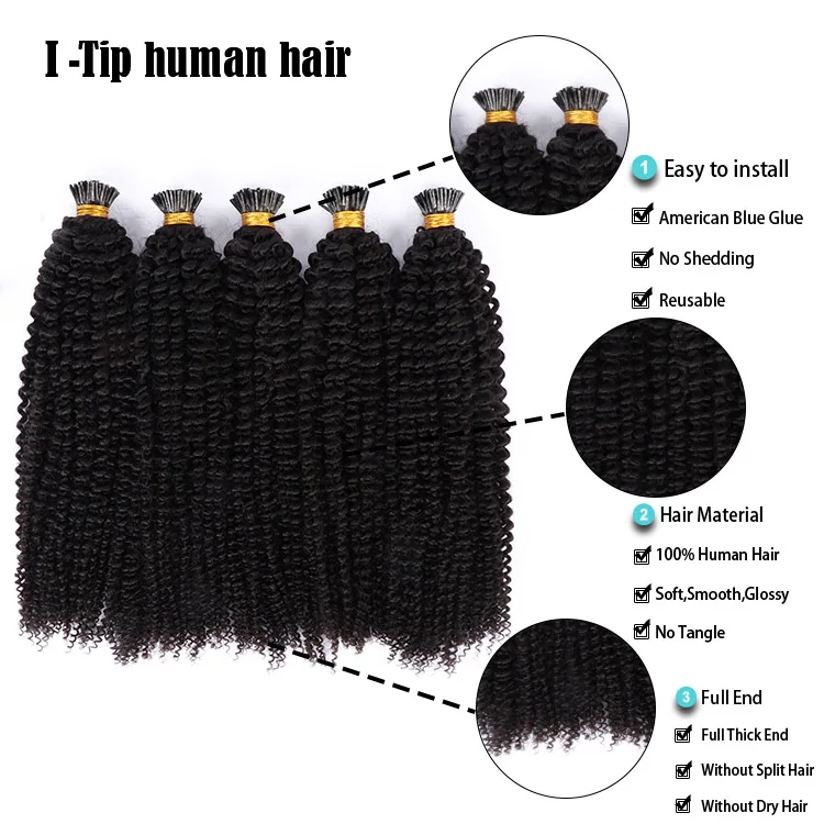 Best Selling 4a 4b 4c 22 Inches Kinky Curly I Tip Hair Extensions ...