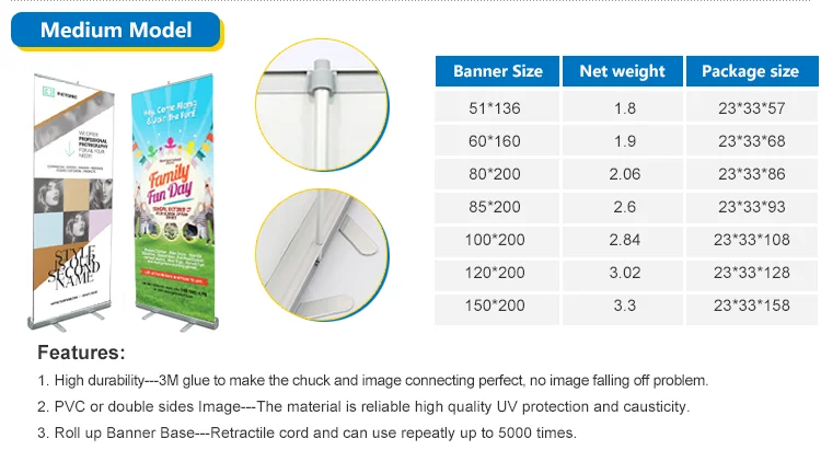 Portable Retractable Plastic Roll Up Banner Stand - Buy High Quality ...
