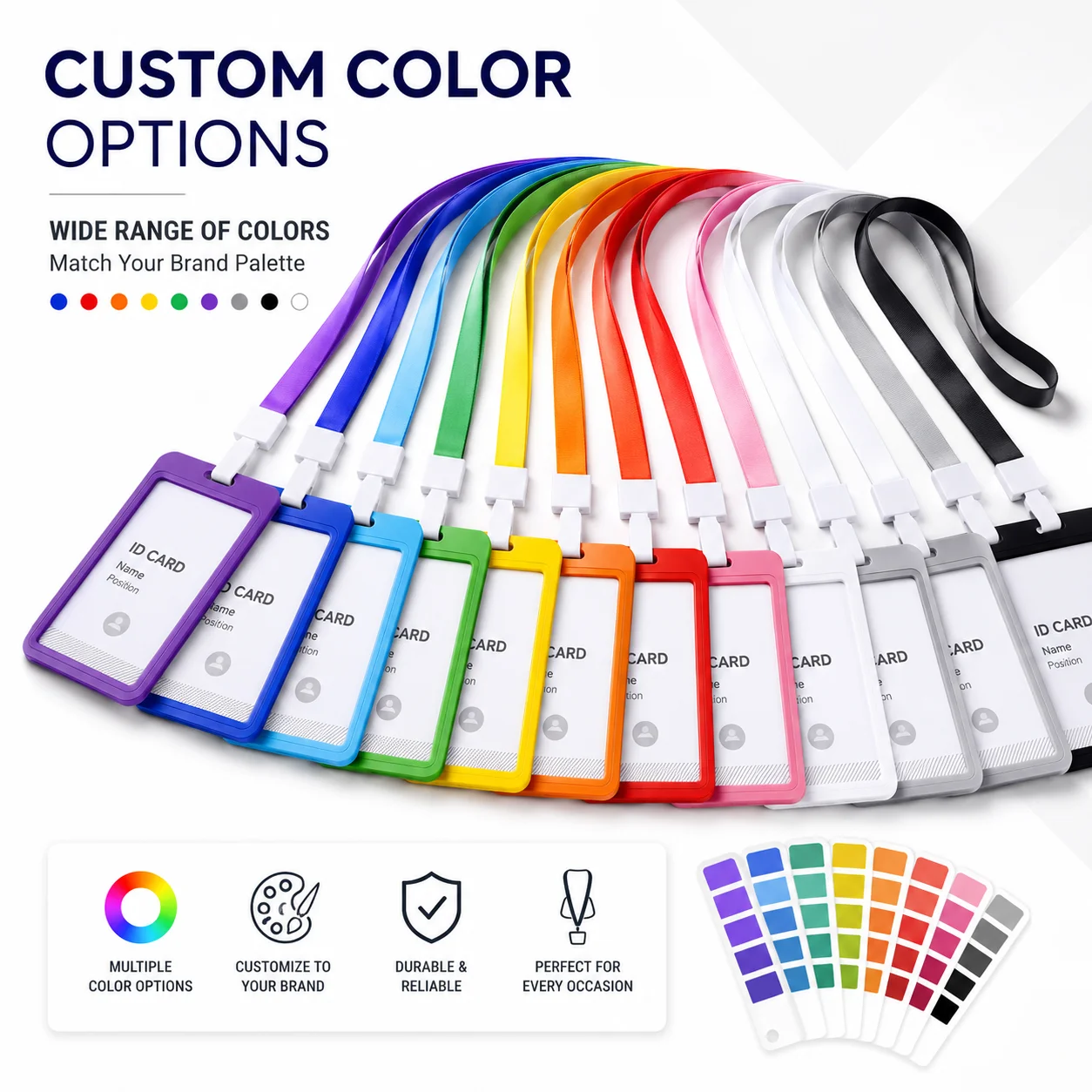 Multicolor Lanyard with ID Card Holder, Custom Logo Neck Strap Badge Holder for Promotional Business Gifts