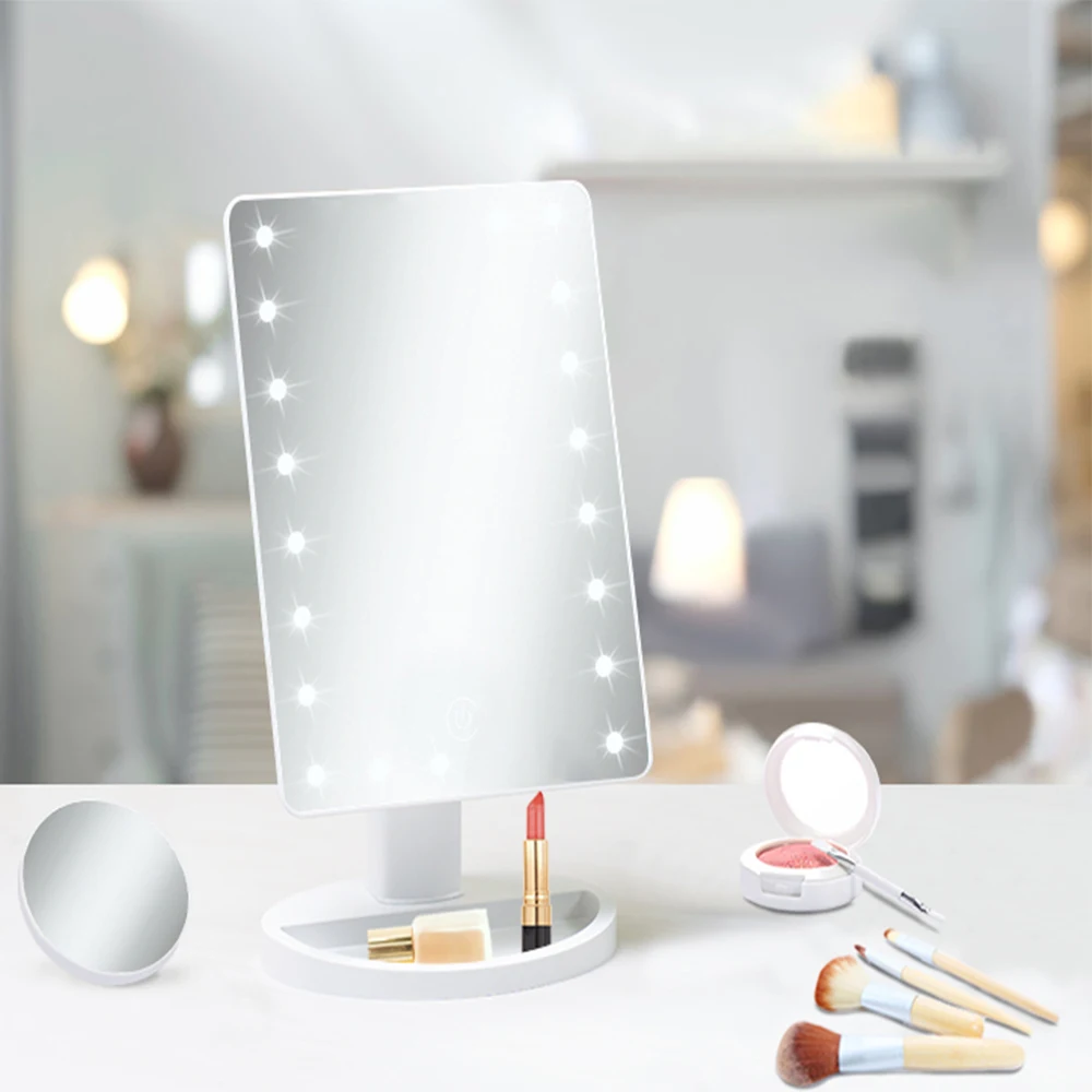 Logo  custom makeup mirror Touch Screen Tabletop led make-up mirror with Detachable 10X Magnification