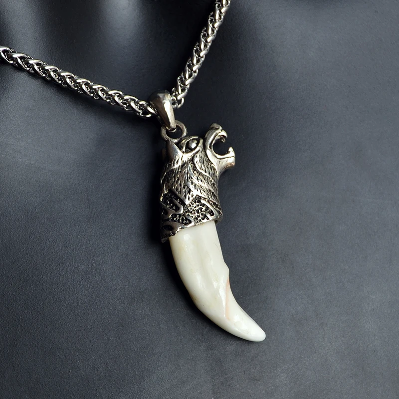 Yx010 Fake Hyena Teeth Pendant Necklace Stainless Steel Necklace Tibet ...