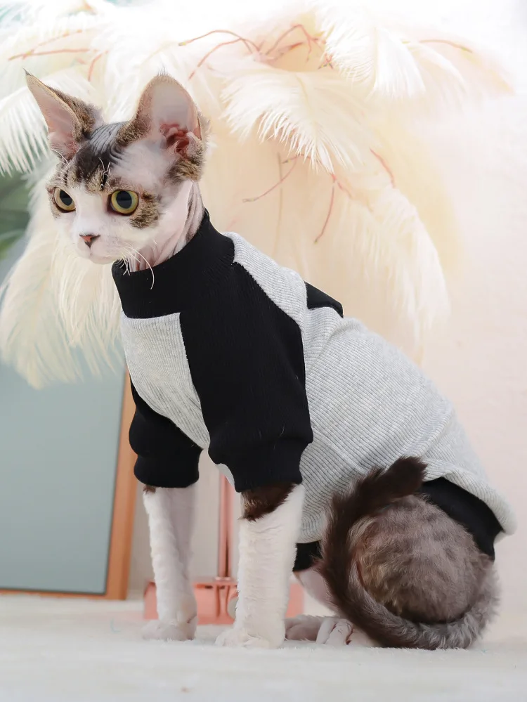 Winter Warm Classics Cat Clothes Pure Cotton Eco-friendly Trendy Stitching Cat Sweater
