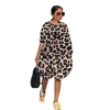 MD236 Wholesale women tie-dye print loose Long sleeve round neck casual dress