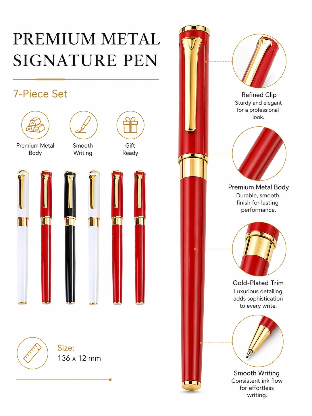 Metal Rollerball Pen 0.5mm Executive Signature Pen Business Gift Laser Engraved Logo Pen OEM