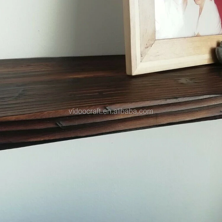 Rustic Wooden Wall Mounted Shelves With Lights photo