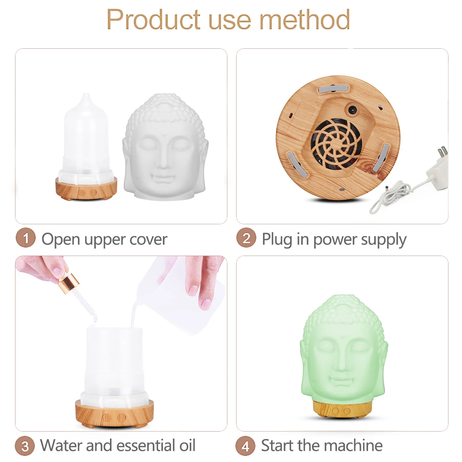 2020 Hot Sales Ceramic Buddha Aroma Diffuser 100ml Essential Oil