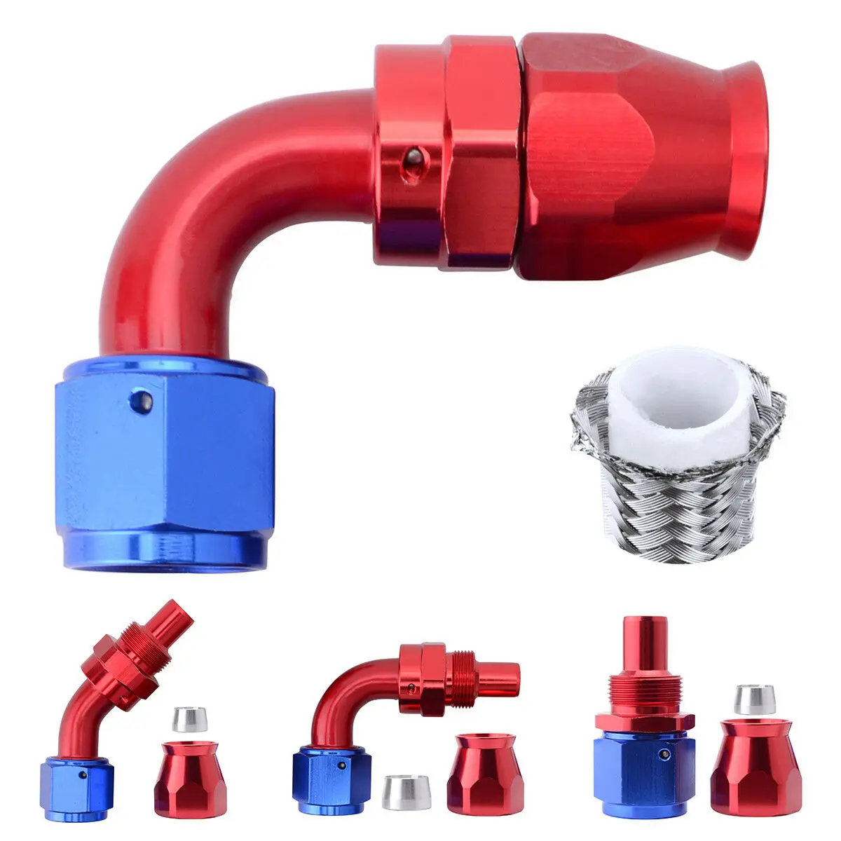 AN6 size  Braided PTFE Fuel Hose Line with PTFE Swivel Hose Fittings for E85 Ethanol Fuel