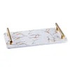 Rectangle Marble Grain Cheese Board with Brushed Ti-Gold Stainless Steel Handle