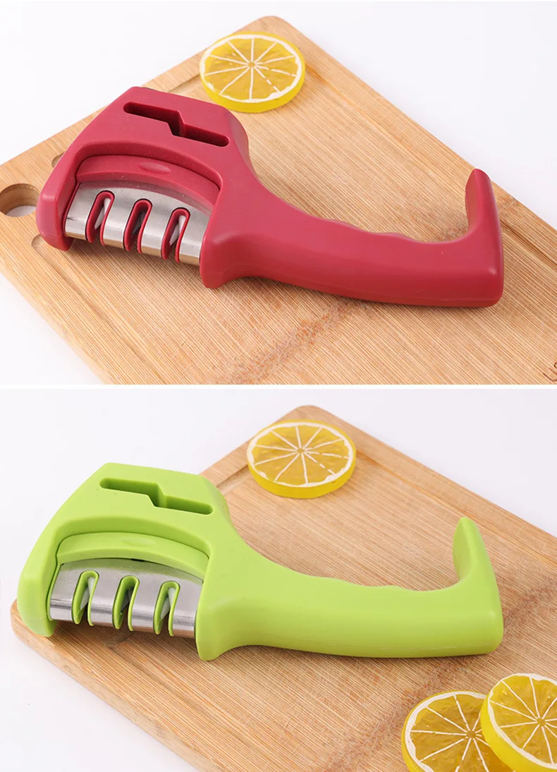 Three-Stage Ceramic Diamond Knife Sharpener - Handheld Kitchen Tool