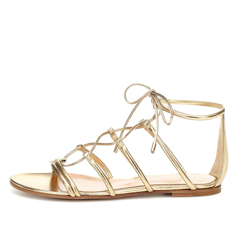 Women's Gladiator Flat Sandals - Strappy Fisherman Sandals With Ankle Strap (White, Size 5.5) - View #5