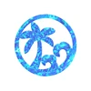 20mm Ocean jewelry Lab Created Opal Round Palm Tree &wave Pendant necklace