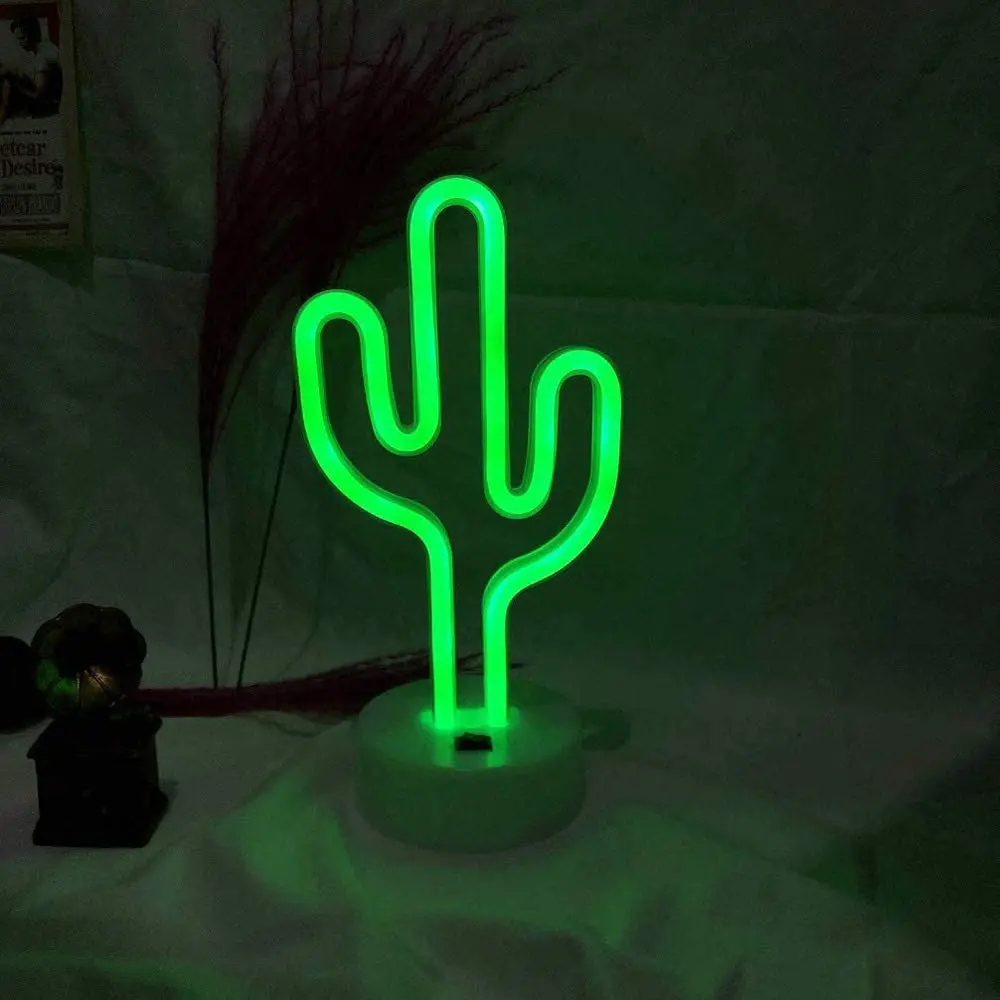 Ins popular cactus  led neon light with base factory price kids lover gift