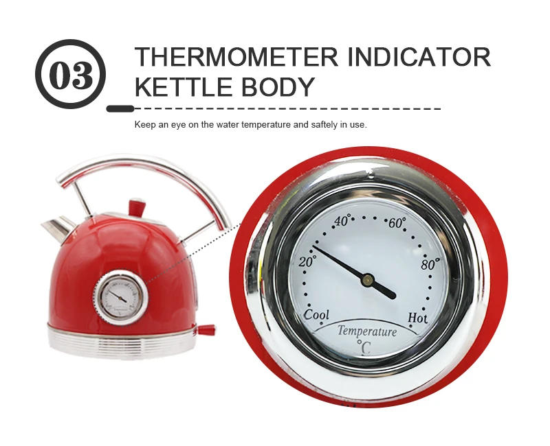 2020 Hot sale big capacity 1.8L electric kettle home appliances red color with thermometer filter kettle