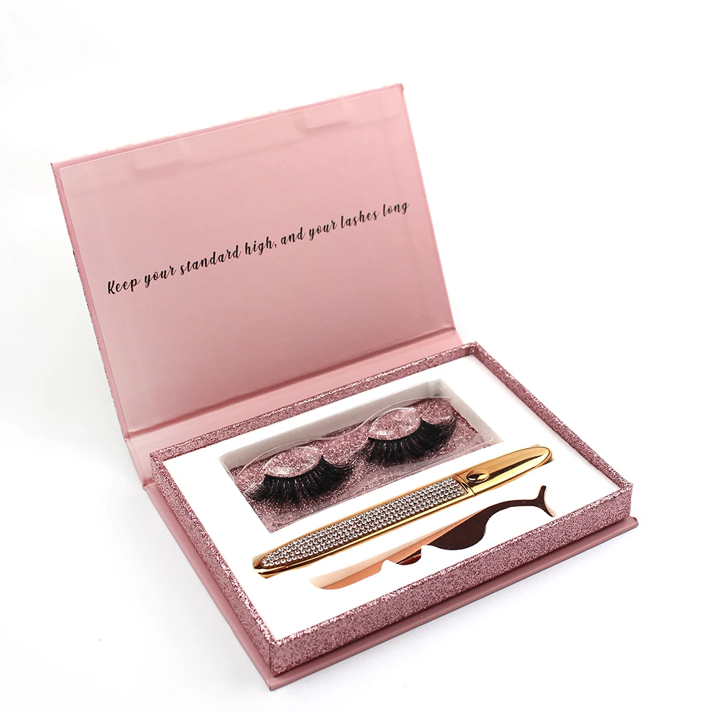 

Free Sample 3d real mink eyelash magic eyeliner custom design box