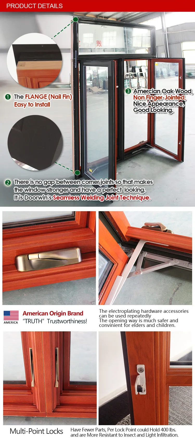 Latest window grill design aluminium wood frame fixed panel window