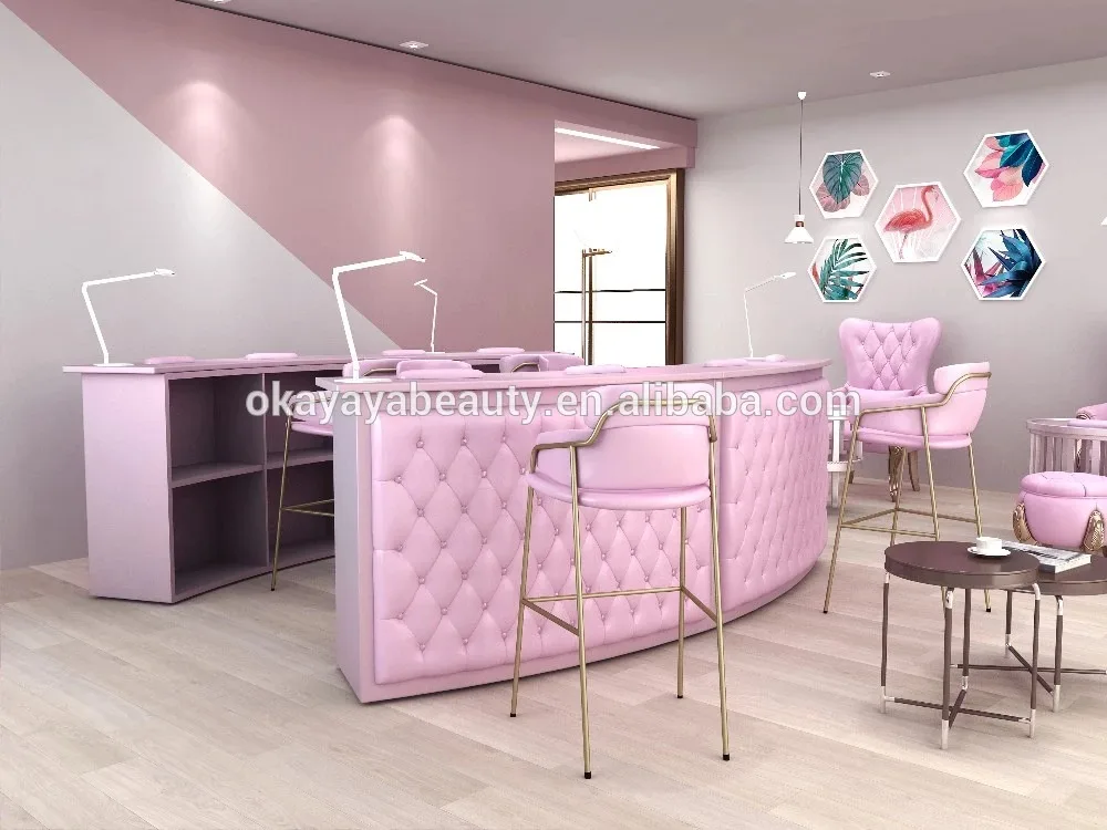 Beauty Salon Furniture Living Room Sofa Pedicure Chairs Pink Salon