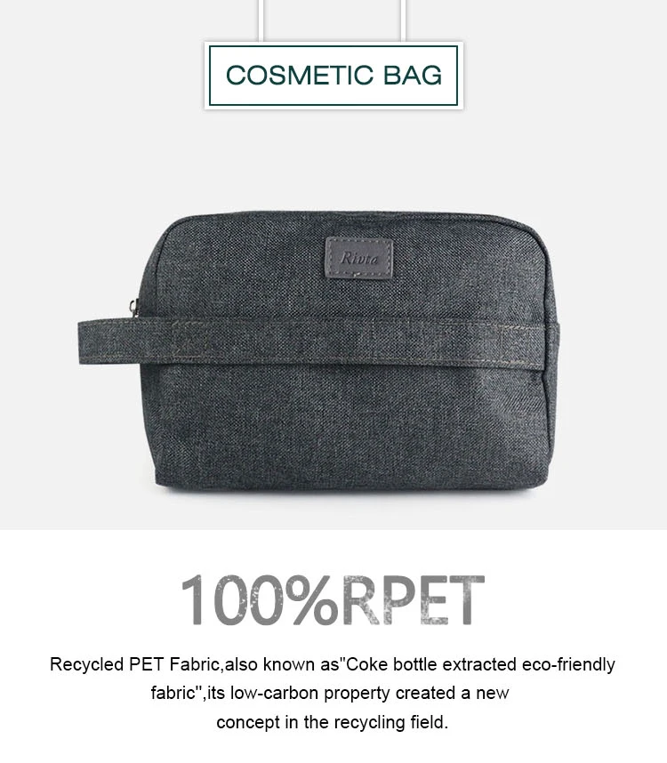 Custom Clear Bulk Black Rpet Material Handle Mens Toiletry Cosmetic Bag