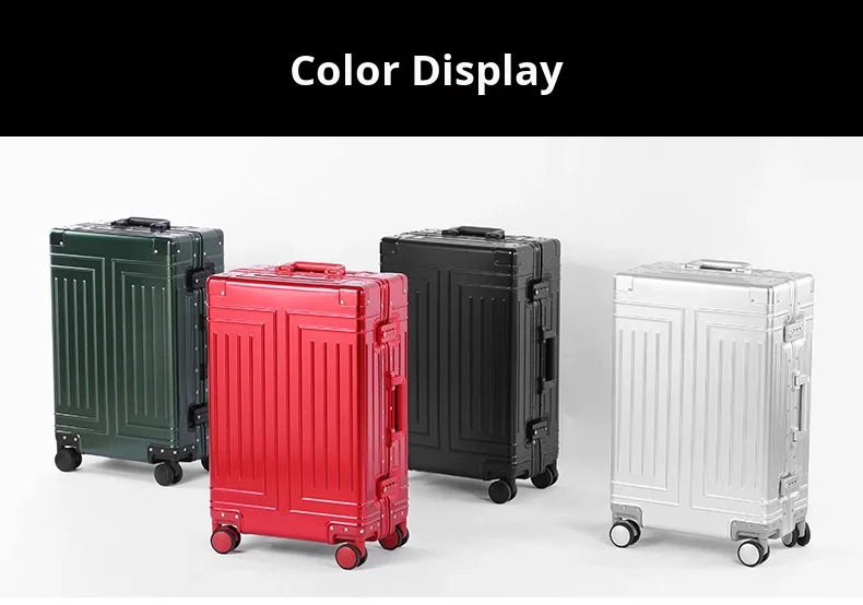product 2026 modern design aluminum luggage carry on boarding 20 in durable trolley suitcase tsa lock business metal travel case-17
