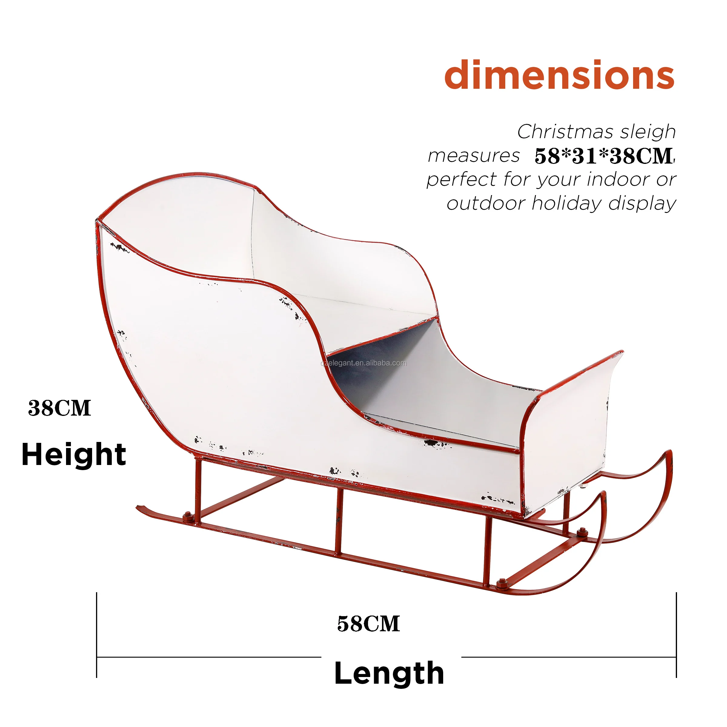 New Arrival White And Red Metal Christmas Iron Decorative Sleigh Buy