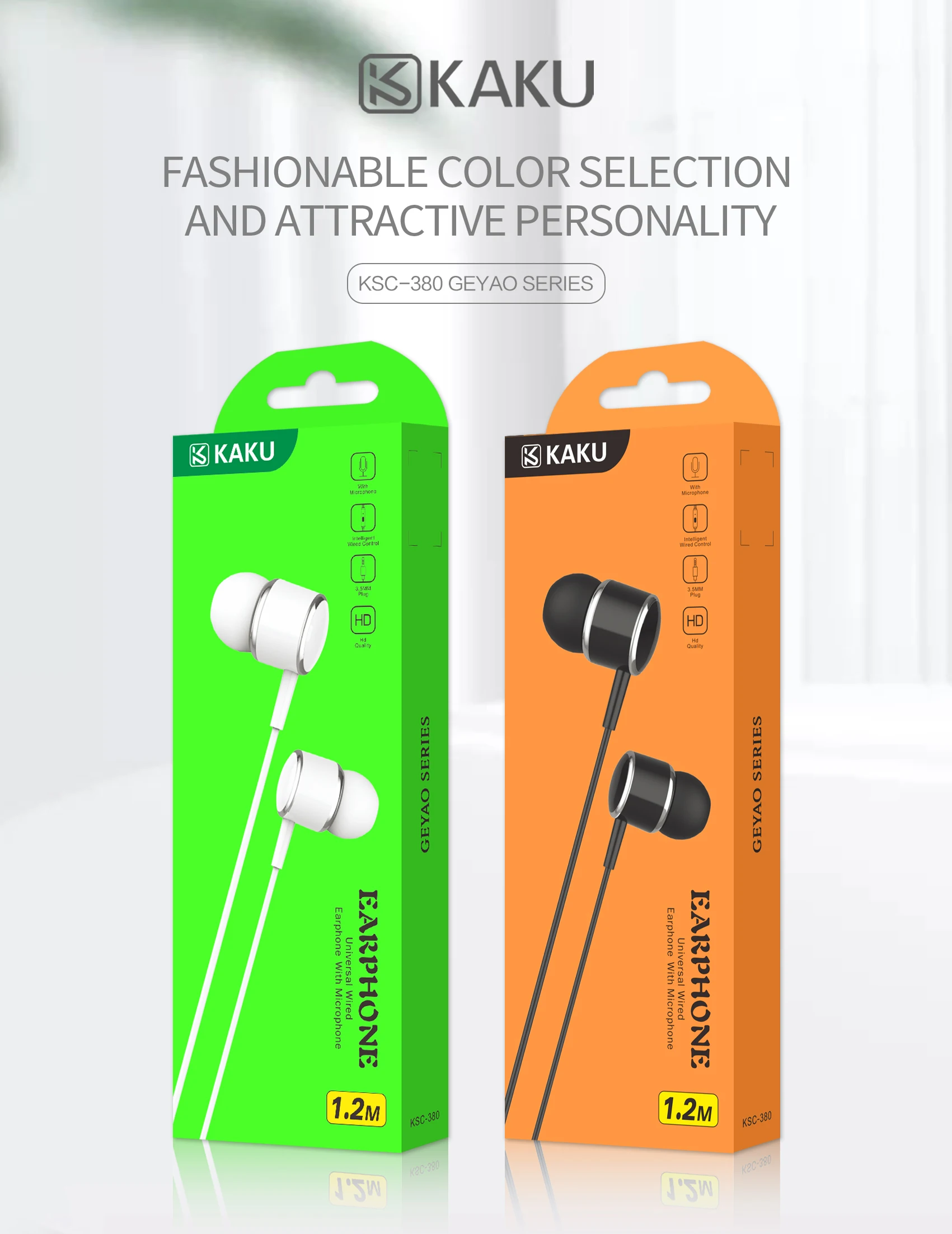 Kaku 3.5mm Stereo Music Earphones Portable headphone Wired In-Ear Headset with Microphone for mobile phone - ANKUX.COM