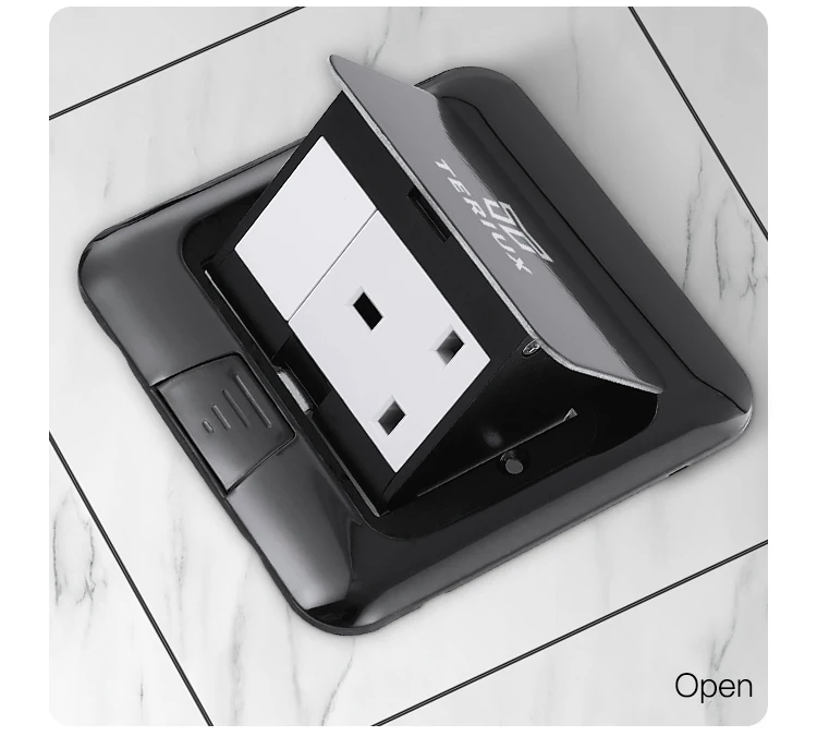 British standard stainless steel black power 13A damping pop-up floor socket box