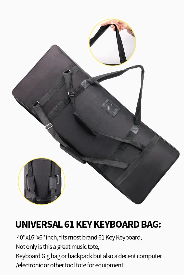 61 Note Keyboard Bag Keyboard Case Gig Bag 600D Oxford Cloth with 10mm Cotton Pad Electric Piano Case