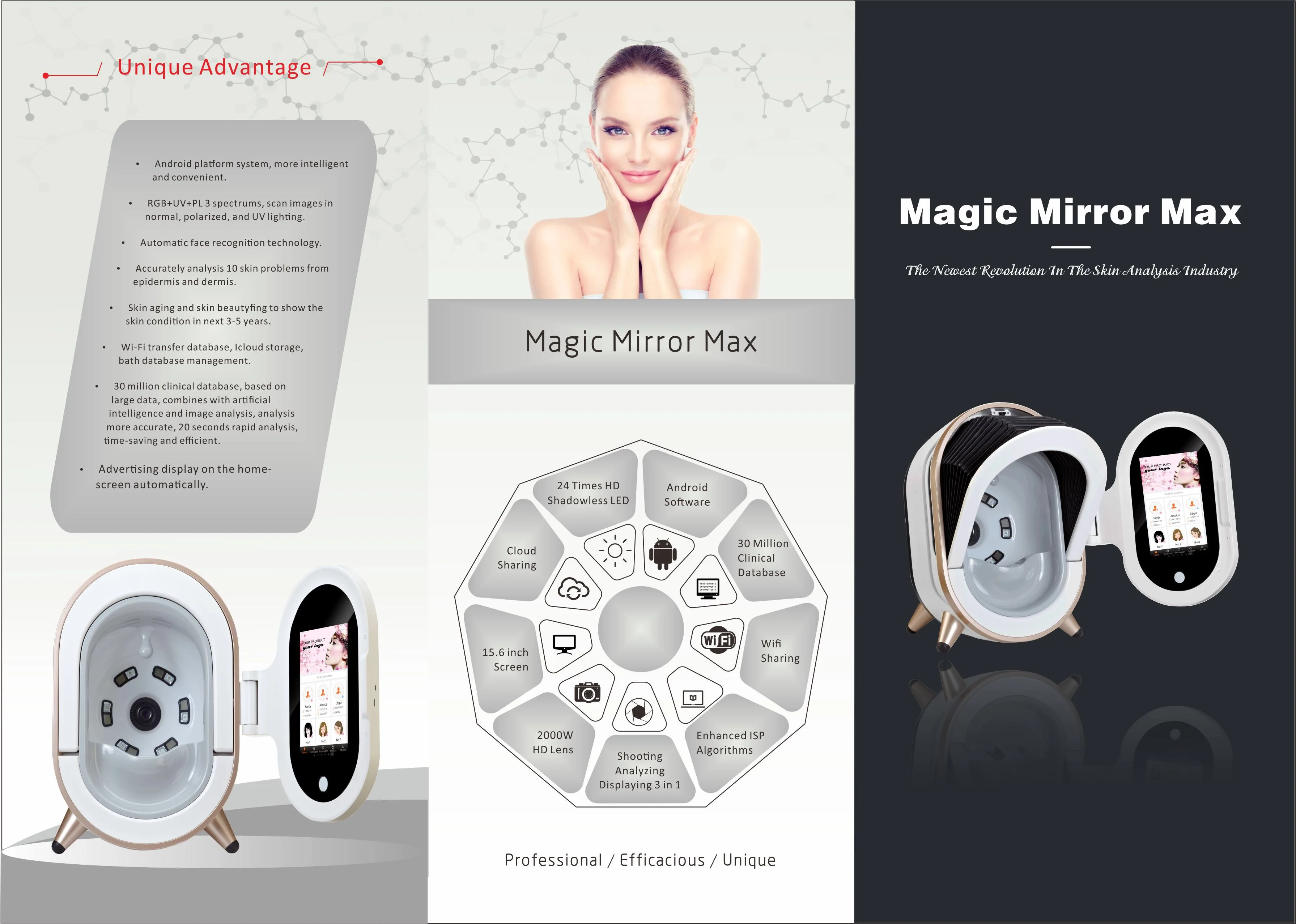 smart mirror skin analyzer&nbsp;&nbsp;Facial Magic mirror Machine M9 For Sale&nbsp;&nbsp;beauty Skin Testing Analysis Machine