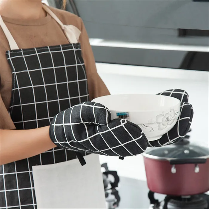 Heat Resistant Kitchen Microwave Oven Gloves Cotton For Baking Cooking Grilling Bbq