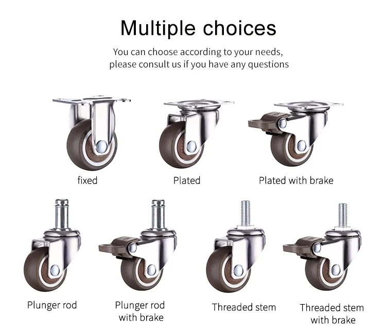 DLPO plate mounted tpr swivel lock mini furniture caster wheel 50mm