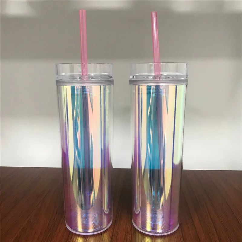 Wholesale New Creative Plastic Reusable Drinking Cups 16oz Glitter Uv