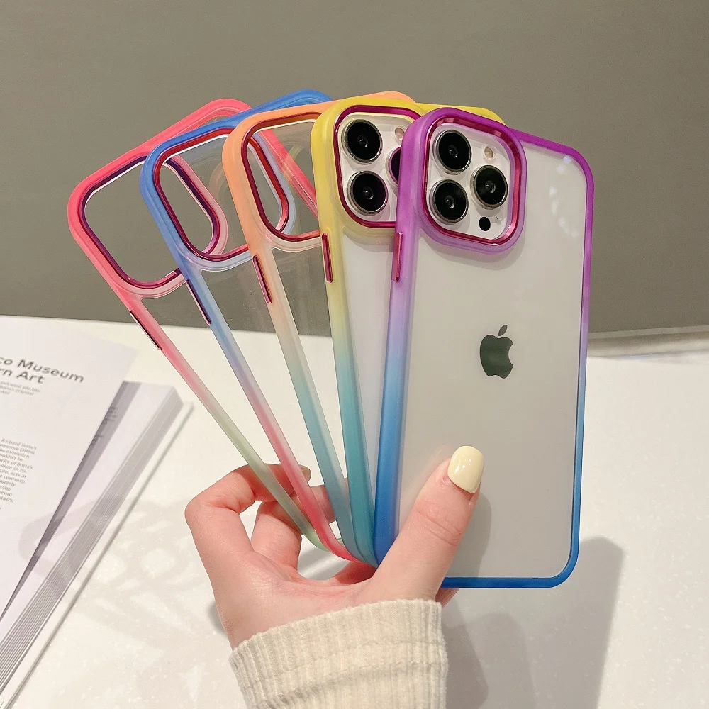 Luxury Gradient Rainbow Transparent Shockproof Case For Iphone 13 14 12