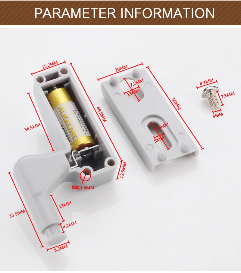 Battery Led Hinge Light Wardrobe Sensor Touch Lamp Night Lights