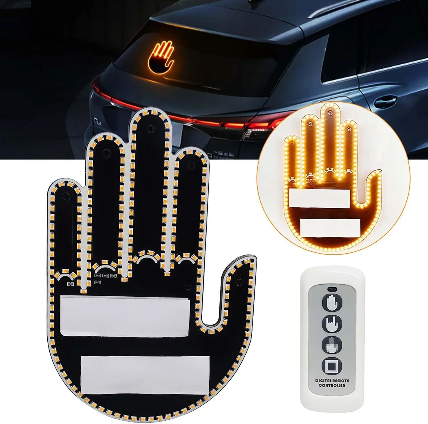 Others Car Light Accessories Window Led Sign Hand Gesture Light Up Remote Suv Truck Flik Middle