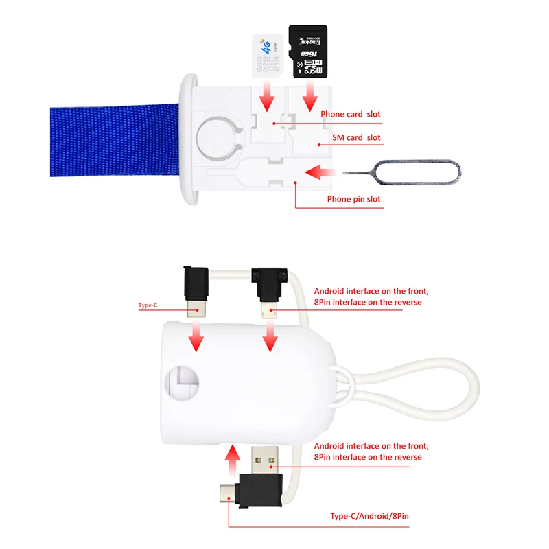 2020 Phone Accessory SIM card slot Tip organizer lanyard charging cable 3 in 1 phone data cable good for Travel - ANKUX.COM