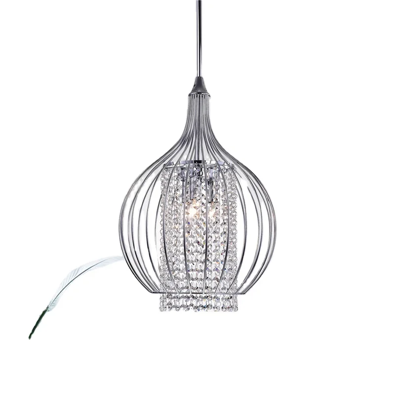 Wholesale 60W 3 bulbs E12 chrome  metal crystal price pendant fixtures chandelier lighting