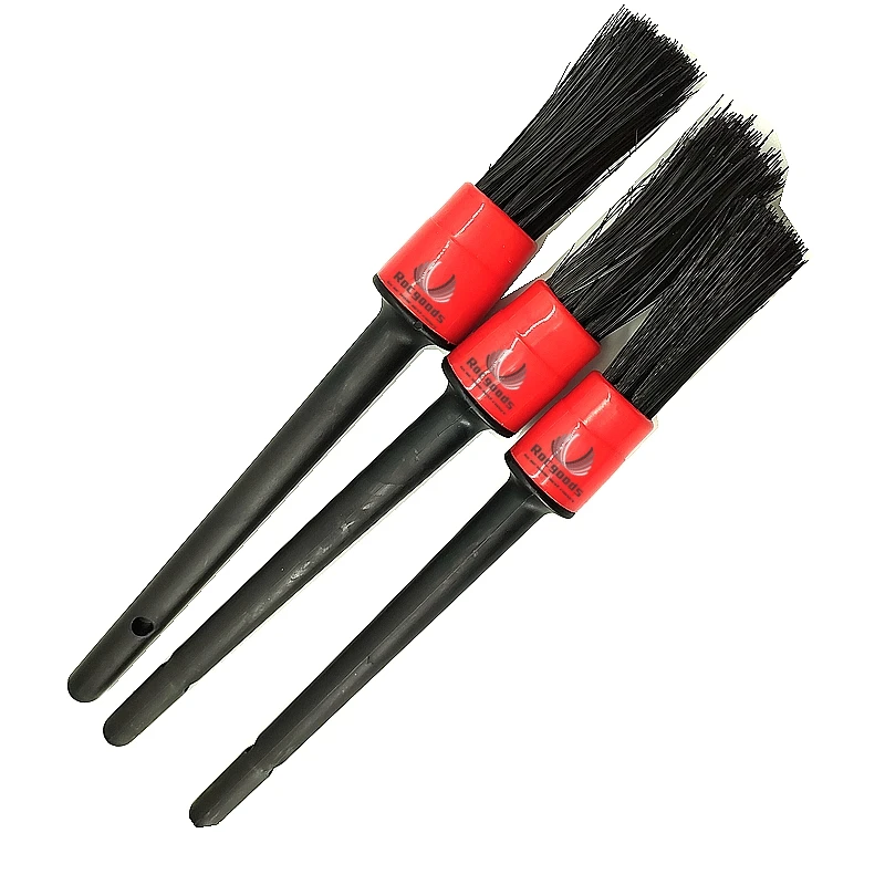 custom high quality 5 pcs natural soft boar hair detailing brush kit 3 piece support green for auto car interior manufacturer details